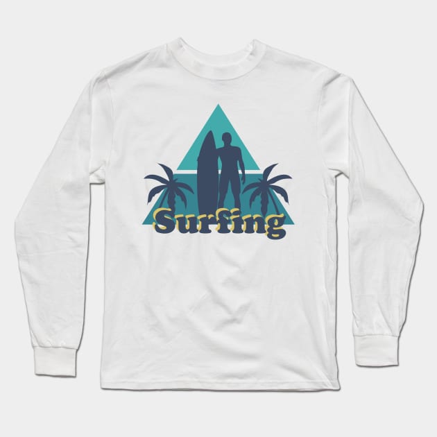 Surfing vintage calm urban style for beach life Long Sleeve T-Shirt by ValiCreation